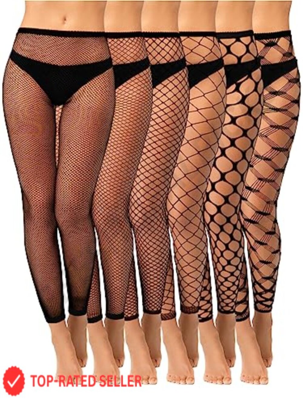 Hicarer Womens Toeless Fishnet Tights Nylon 6 Pack High Rise